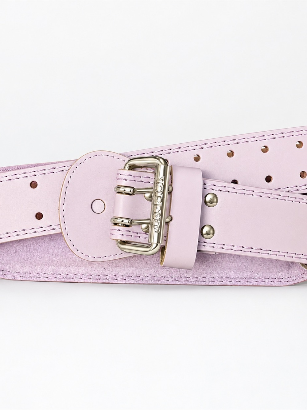Wide Lavender Leather Belt with Silver Buckle